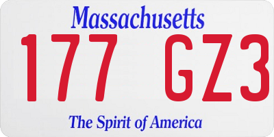 MA license plate 177GZ3