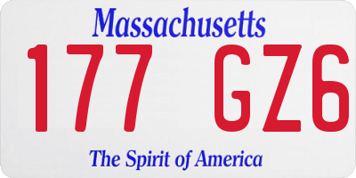 MA license plate 177GZ6