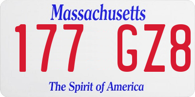MA license plate 177GZ8