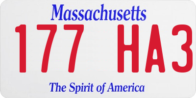 MA license plate 177HA3