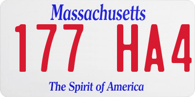 MA license plate 177HA4