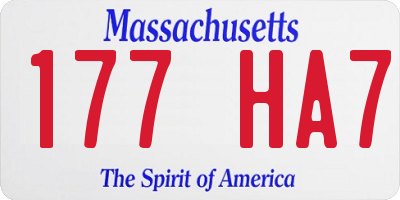 MA license plate 177HA7