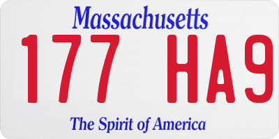 MA license plate 177HA9