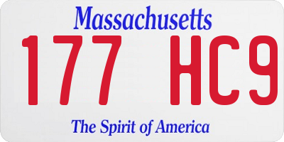 MA license plate 177HC9
