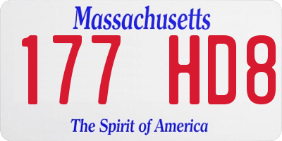 MA license plate 177HD8