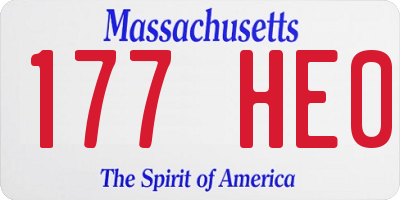 MA license plate 177HE0