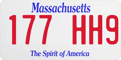 MA license plate 177HH9