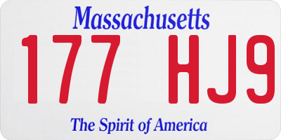 MA license plate 177HJ9