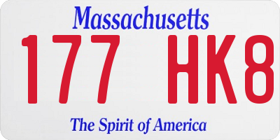 MA license plate 177HK8