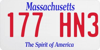 MA license plate 177HN3