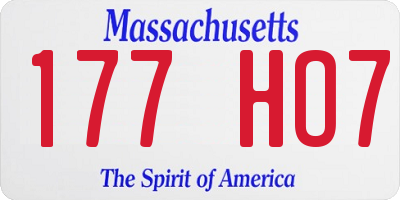 MA license plate 177HO7