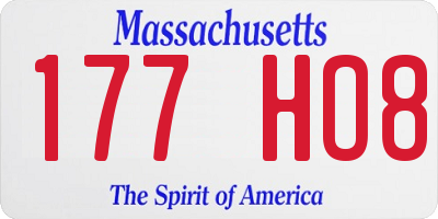 MA license plate 177HO8