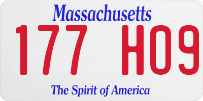 MA license plate 177HO9