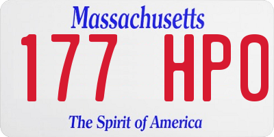 MA license plate 177HP0
