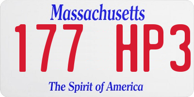 MA license plate 177HP3
