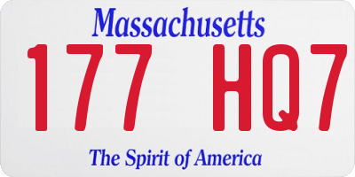 MA license plate 177HQ7