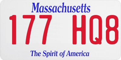 MA license plate 177HQ8