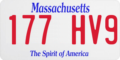 MA license plate 177HV9