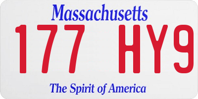 MA license plate 177HY9