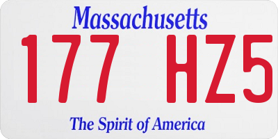 MA license plate 177HZ5