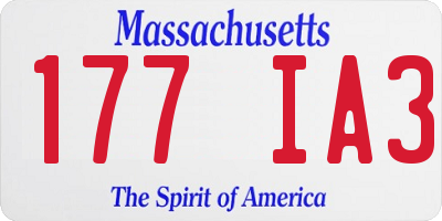 MA license plate 177IA3