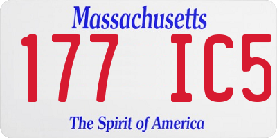 MA license plate 177IC5
