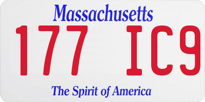 MA license plate 177IC9