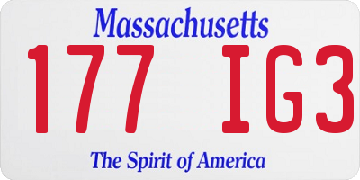 MA license plate 177IG3