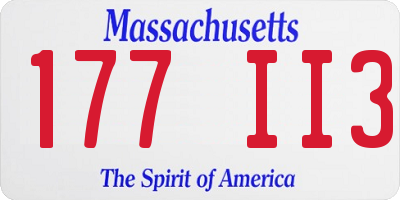 MA license plate 177II3
