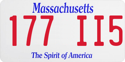 MA license plate 177II5