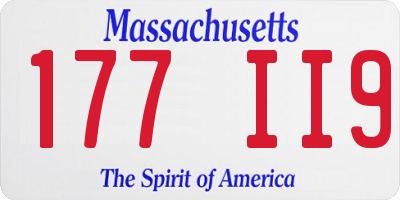 MA license plate 177II9