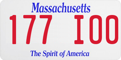 MA license plate 177IO0