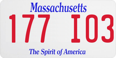 MA license plate 177IO3