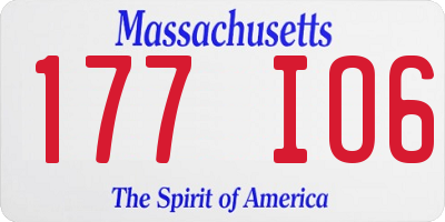 MA license plate 177IO6