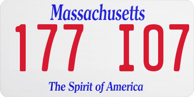 MA license plate 177IO7