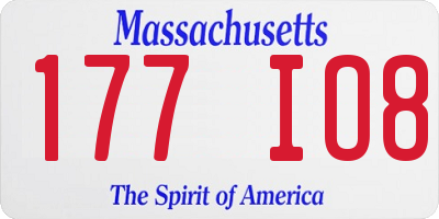 MA license plate 177IO8