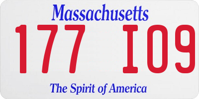 MA license plate 177IO9