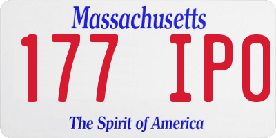 MA license plate 177IP0