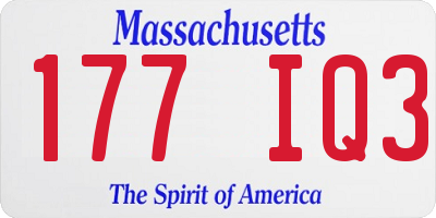 MA license plate 177IQ3