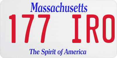 MA license plate 177IR0