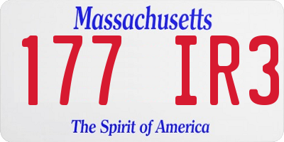 MA license plate 177IR3