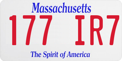 MA license plate 177IR7
