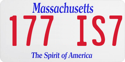 MA license plate 177IS7