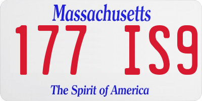 MA license plate 177IS9
