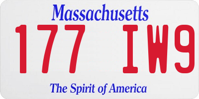 MA license plate 177IW9