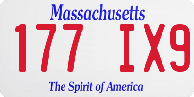 MA license plate 177IX9