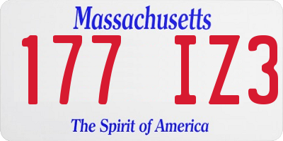 MA license plate 177IZ3