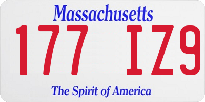 MA license plate 177IZ9