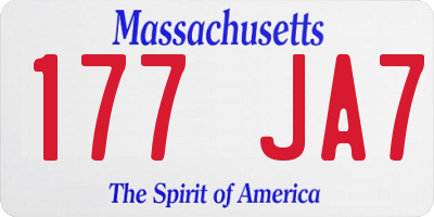 MA license plate 177JA7