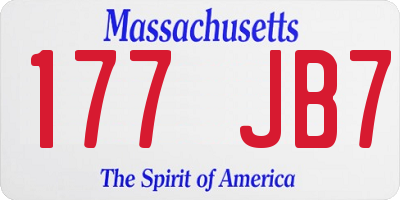 MA license plate 177JB7